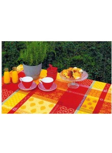 NAPPE JACQUARD COTON VALESCURE ROUGE 2,50 x 1,80