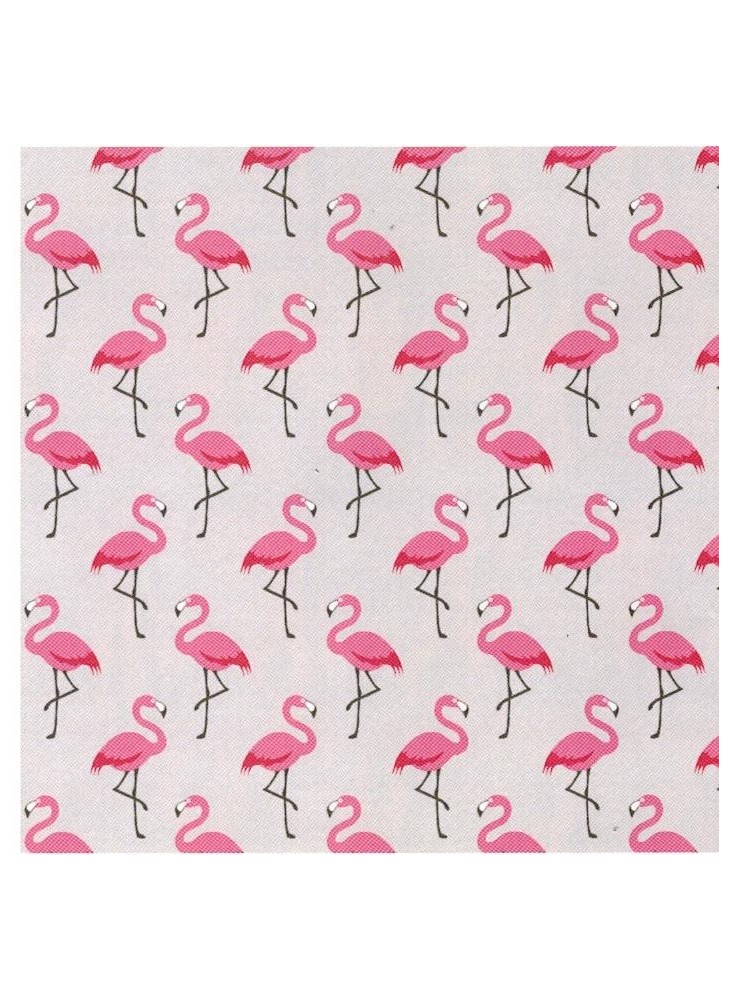 TISSU COTON FLAMINGO GRIS