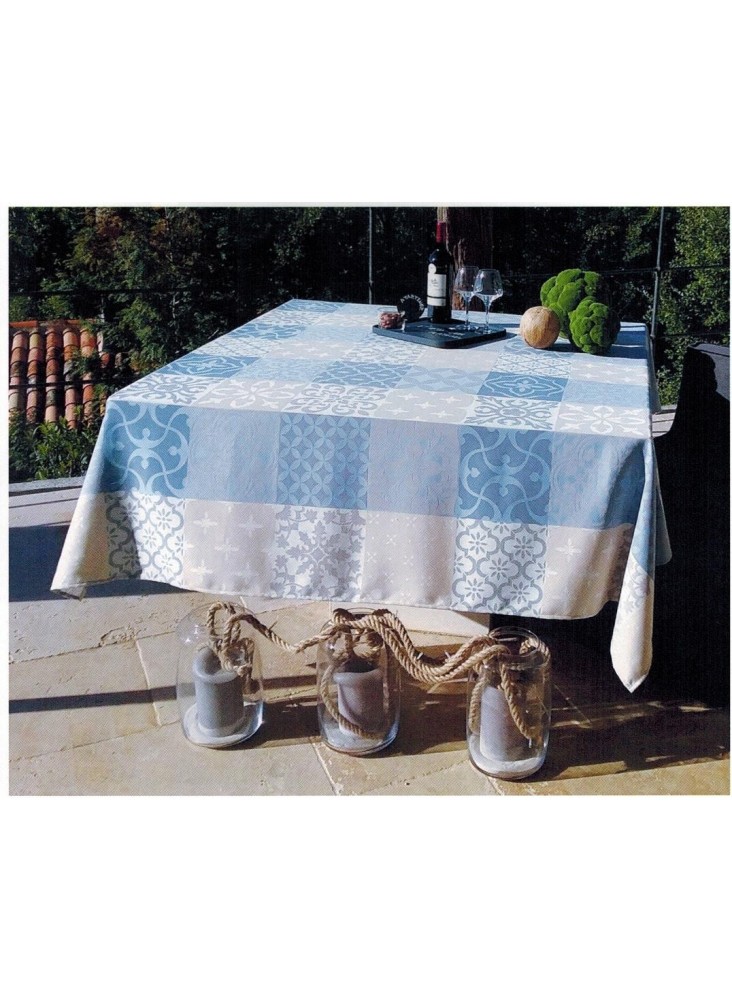 NAPPE JACQUARD ENDUIT CARCES GRIS BLEU NAPPE JACQUARD ENDUIT CARCES GRIS BLEU