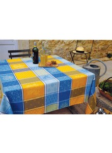 NAPPE JACQUARD ENDUIT VALBONNE JAUNE BLEU 1,50 x 1,20