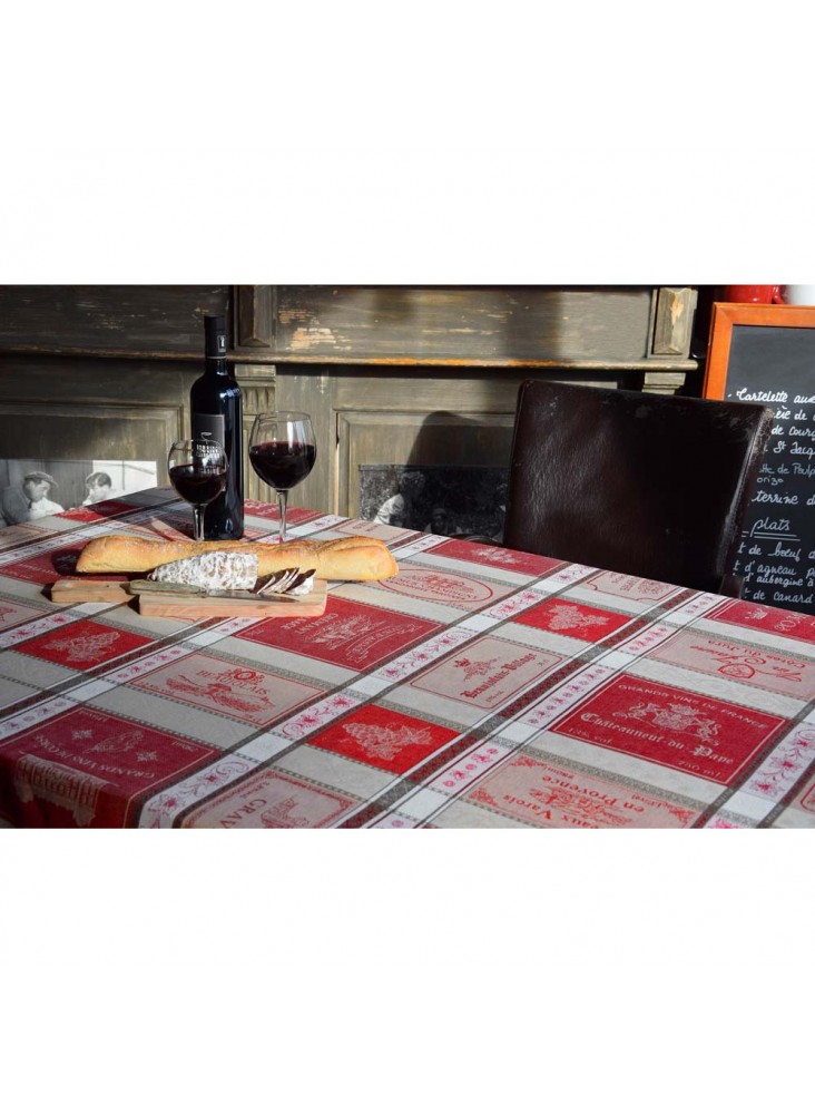 NAPPE JACQUARD ENDUIT BAR A VIN ROUGE LIN NAPPE JACQUARD ENDUIT BAR A VIN ROUGE LIN