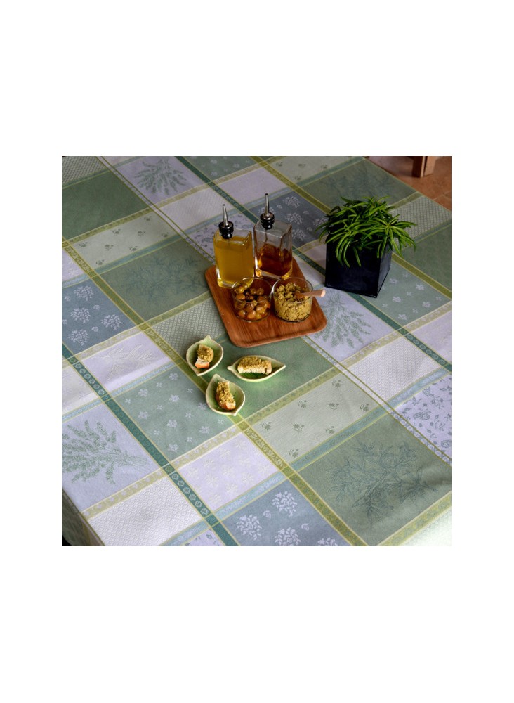 NAPPE JACQUARD ENDUIT VALBONNE VERT NAPPE JACQUARD ENDUIT VALBONNE VERT