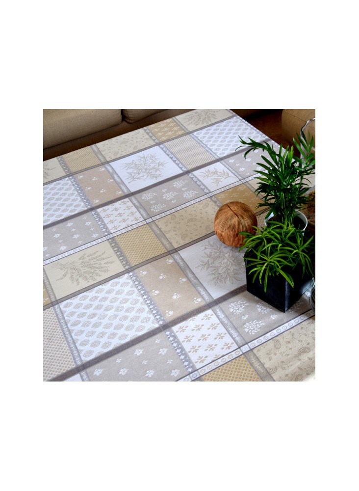 NAPPE JACQUARD ENDUIT VALBONNE BEIGE NAPPE JACQUARD ENDUIT VALBONNE BEIGE