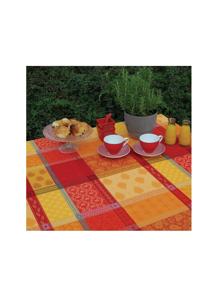 NAPPE JACQUARD COTON VALESCURE ROUGE