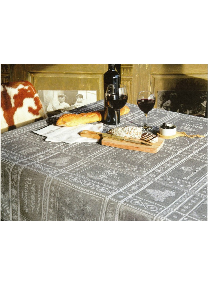 NAPPE JACQUARD COTON BAR A VIN GRIS